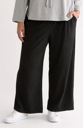 Max Studio Drawstring Waist Wide Leg Pants in Black at Nordstrom Rack, Size 1X
