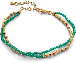 Monica Vinader Mini Nugget Beaded Layered Bracelet in 18Ct Gold Vermeil/green Onyx at Nordstrom Rack