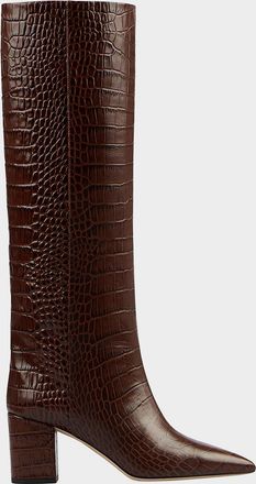 PARIS TEXAS Anja Croco Block-Heel Knee Boots