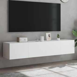 Berkfield Home TV Wall Cabinets with LED Lights 2 pcs White 80x35x31 cm | Size: 80 x 35 x 31 cm