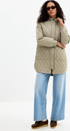 Lole Womens Ribbed-collar quilted diamond puffer jacket