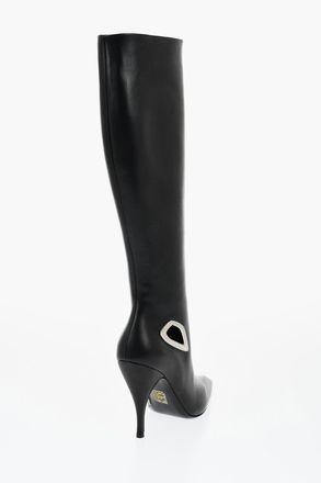 Off-white Stivali Alti In Pelle Con Dettaglio Cut-Out Tacco 11 cm Off-White