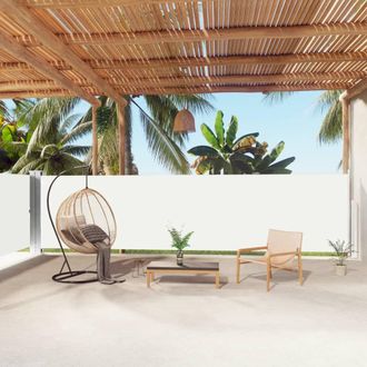 Berkfield Home Retractable Side Awning Cream 160x1000 cm in Beige