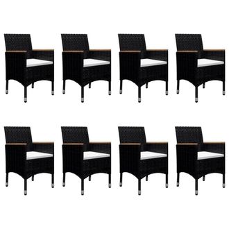 Berkfield Home Elegant 9 Piece Garden Dining Set Poly Rattan & Tempered Glass Black