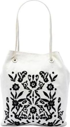 Prada Pre-owned Geborduurde Nappa Leren Tote - unisex - Vintage Schoudertas - Wit - ONE Size - Leer - Vintage
