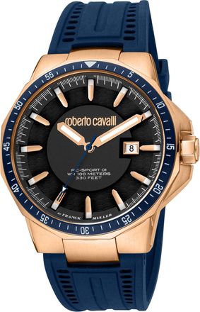Roberto Cavalli Black Dial Gold Bezel Watch