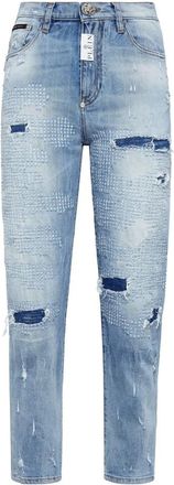 Philipp Plein Jeans Mom Fit - Dames - Cropped Jeans - Blauw - W26 - Denim - Jeans