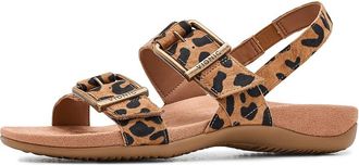 Vionic Reese Slingbacks Womens Sandals Tan Leopard Suede : 7.5 W, Leather