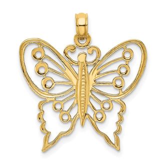 Diamond2Deal 14k Yellow Gold Cut-Out Butterfly Charm