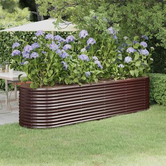 vidaXL Jardinera Arriate Acero Galvanizado Marr&oacute;n 296x80x68 Cm Vidaxl