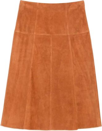 Isabel Marant Gonna svasata in pelle scamosciata - Marrone