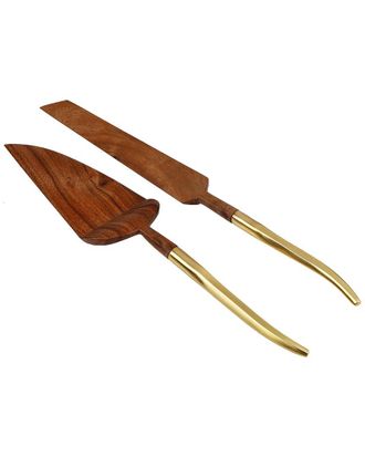 Alice Pazkus Set Of 2 Wooden Cake Servers With Handle