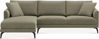 Castlery Lena Chaise Sectional Sofa Left Facing Customized, Performance Classic Twill Moss, Matte Black Legs, Spill Resistant, Removable Covers for Castlery