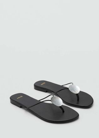 Mango Sandali pelle dettaglio in metallo nero - Donna - 35 - MANGO