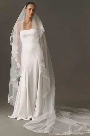 Pronovias Sequin Floral Cathedral Veil