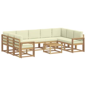 vidaXL Conjunto De Sof&aacute;s De Exterior 10 Pcs Blanco Y Crema Vidaxl