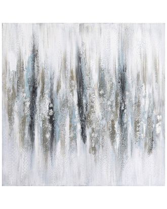 Empire Art Direct Silver Echoes Textured Hand-Painted Frameless Canvas Wall Art With Glitter & Silver Leaf