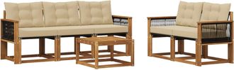 vidaXL Conjunto De Sof&aacute;s De Exterior 6 Uds. Natural Y Beige Vidaxl