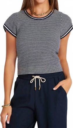 Bishop + Young Hepburn Short Sleeve Stripe Shirt In Indigo