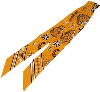 Herm&egrave;s Pre-owned Scarves, female, Orange, Size: ONE SIZE Pre-owned Vintage Silk Scarf