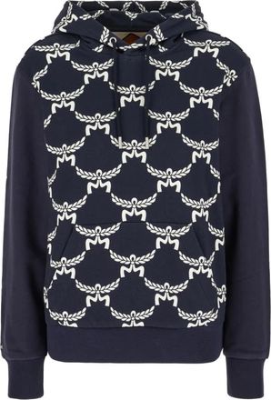 MCM Printed Cotton Hoodie - Dames - Hoodies - Blauw - XL - Katoen - Hoodies & sweatvesten
