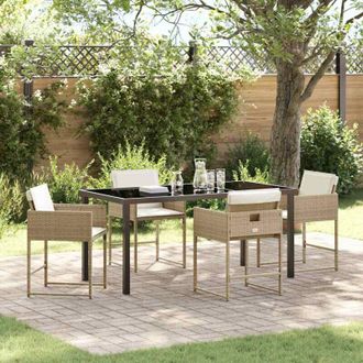 vidaXL Conjunto De Comedor De Jard&iacute;n Con Coj&iacute;n 5 Pcs Beige Polirat&aacute;n Vidaxl