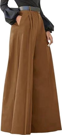 Generic Women Trousers Elasticated High Waist Wide Leg Pants with Pockets Ladies Loose Lounge Palazzo Pants Elastic High Wasited Palazzo Trousers with Pocket 