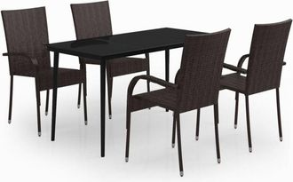vidaXL 5 Piece Garden Dining Set Brown and Black Vidaxl