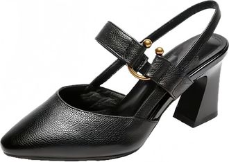 Generic Vera Zala Orthopedic Heels, Elegant Slingback Dress Shoes Pointed Straps Leather Sexy High Heels Sandals for Women (Black,1.5)