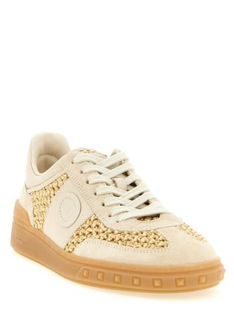 Valentino Garavani Womens Beige Calfskin Low Top Sneakers