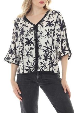 Rain + Rose Floral Wide Sleeve Top in Ivory Multi at Nordstrom Rack, Size X-Large