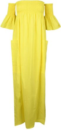 Semicouture Damesjurk - Dames - Maxi kleedjes - Geel - XS - Katoen - Kleedjes