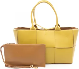 Bottega Veneta Yellow Leather Handbag Tote Bag (Pre-Owned)