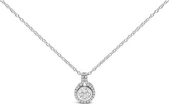 House of Brilliance Sterling Silver 3/4 Cttw Lab Grown Diamond Halo Pendant Necklace at Nordstrom