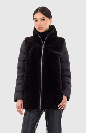 Gorski Genuine Shearling Jacket, Detachable Sleeves in Black/brown Lprd at Nordstrom, Size Small