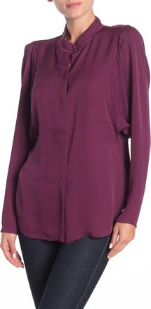 Joie Silk Button Up Dolman Sleeve Blouse In Plum