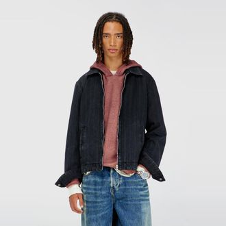 Diesel Jacket in pinstripe denim - Denim Jackets - Man - Black