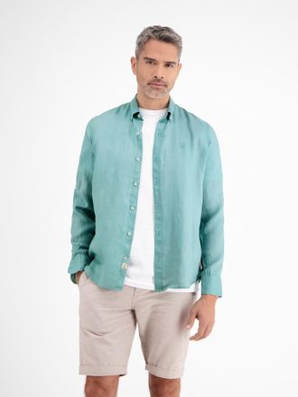 Lerros Langarmhemd LERROS LERROS Herrenhemd in Leinen-Baumwoll-Blend, Herren, Gr. S, Normalgr&ouml;ssen, blau (coastal blau), 55% Leinen, 45% Baumwolle, Hemden La