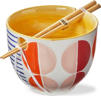 Tag Geo Circles Noodle Bowl S/2 Multi Stoneware Everyday in Beige at Nordstrom
