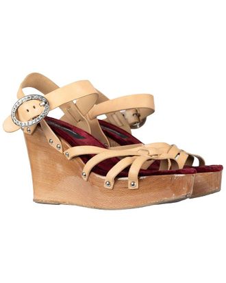 Dolce & Gabbana Womens Leather Strappy Wedge Sandal (Authentic Pre-Loved)