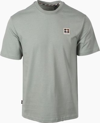 Aquascutum Mens AQUASCUTUM CLUB CHECK BADGE T-SHIRT SALVIA - Grey - Size: 46