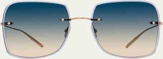 Barton Perreira Sharona Blue Titanium Acetate Square Sunglasses
