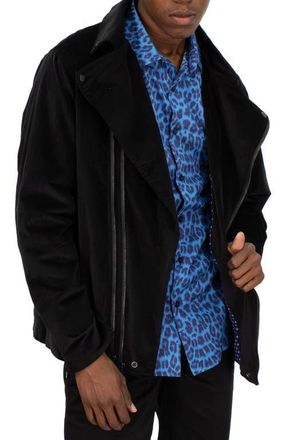 Lords of Harlech Rocky Velvet Biker Jacket in Velvet Black at Nordstrom, Size X-Large