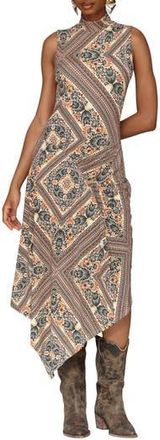 Avec Les Filles Asymmetric Hem Sleeveless Dress in Casablanca Tile at Nordstrom Rack, Size Small