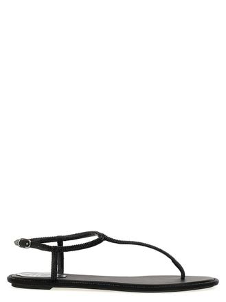 Rene Caovilla Black Open Round Toe Sandals