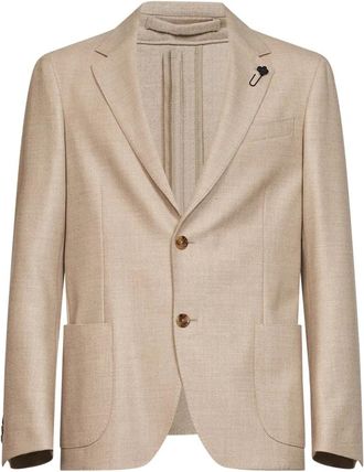 Lardini Enkelrijig blazer - Heren - Blazers - Beige - S - Leer - Jassen