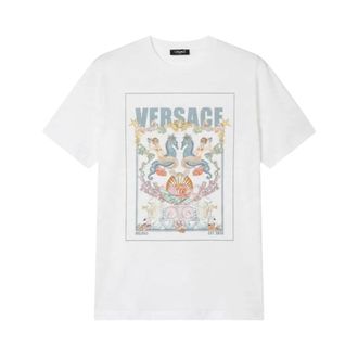 Versace Camiseta Coral Theatre Postcard - Tops - Mujer - Blanco - S