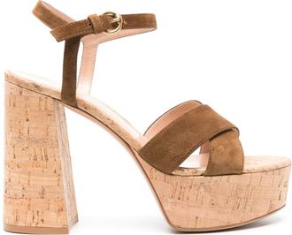 Gianvito Rossi 128mm suede platform sandals - women - Suede - 39 - Brown