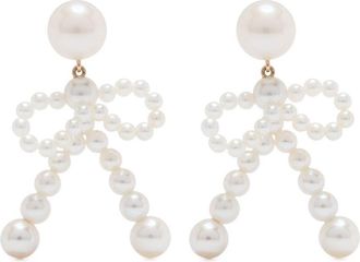 Sophie Bille Brahe 14K Yellow Gold Bow Pearl Earrings - Womens - 14kt Recycled Yellow Gold/Pearl