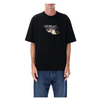 Off-white Tops, Heren, Zwart, M, Katoen, Zwarte Paint Arrow T-shirt